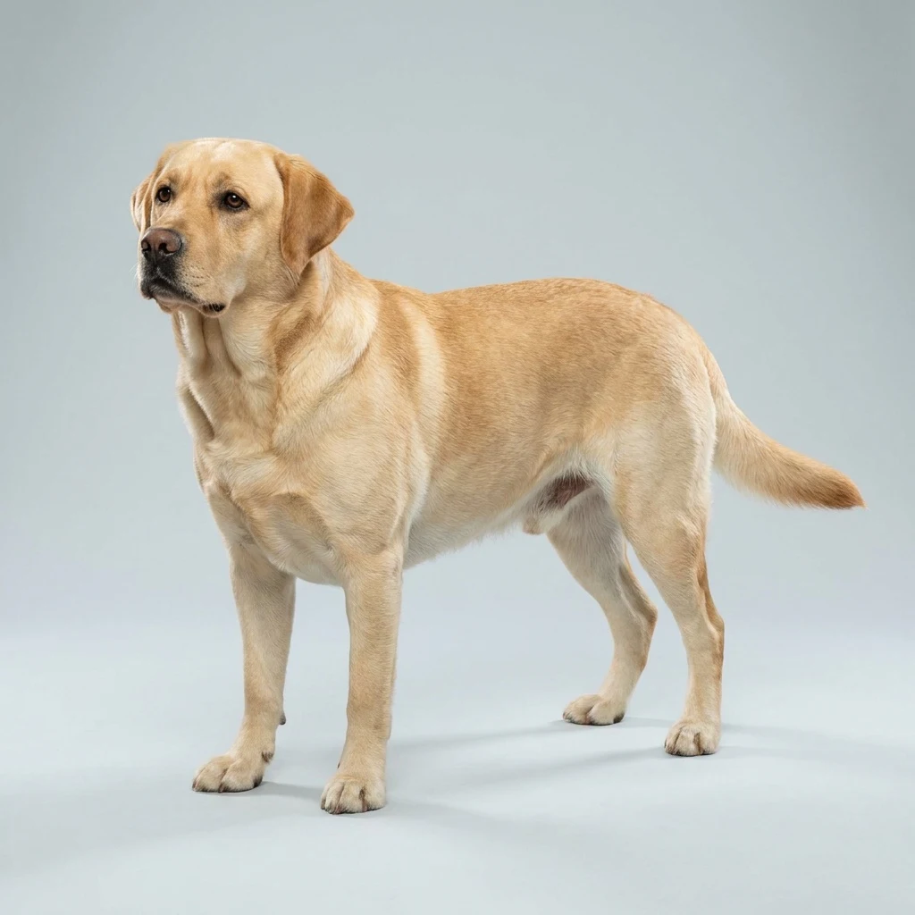 A lifelike AI-generated portrait of a Labrador Retriever, as pets look in the PetPrep app.