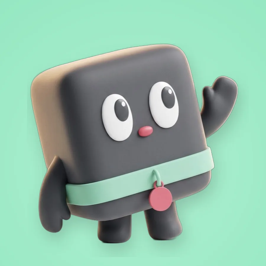 Curio waving on a mint background.
